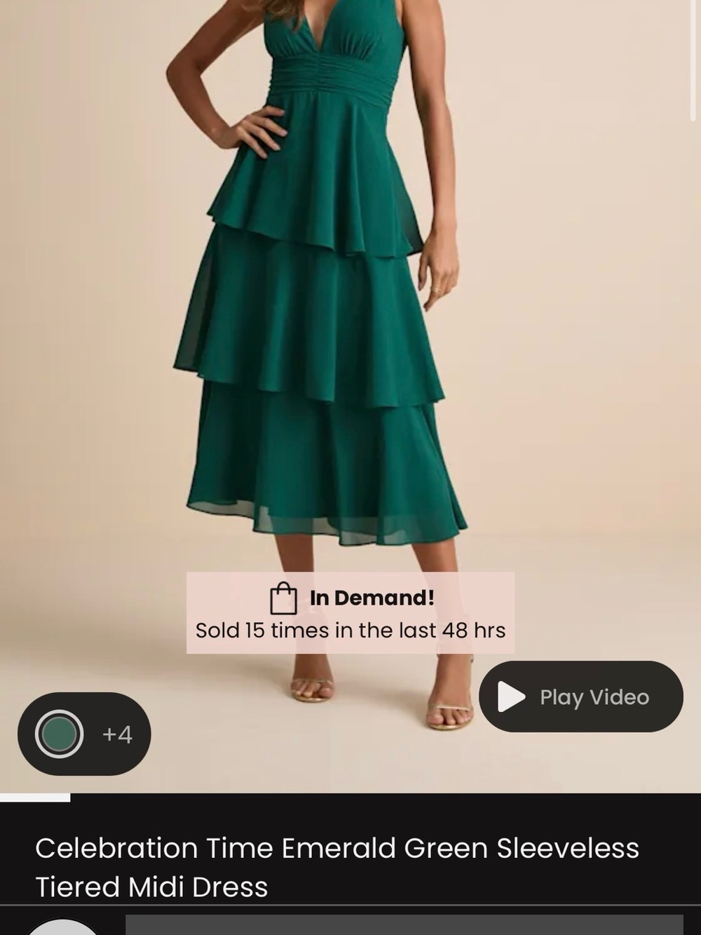 Lulu's Emerald Green Tiered Midi Dress